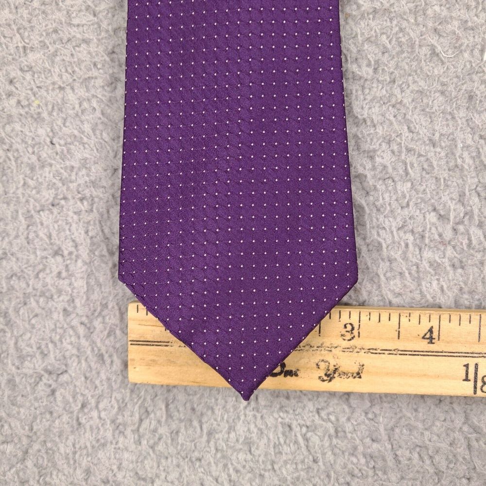 DKNY Tie Necktie Mens Purple Polka Dot Silk - Picture 3 of 6